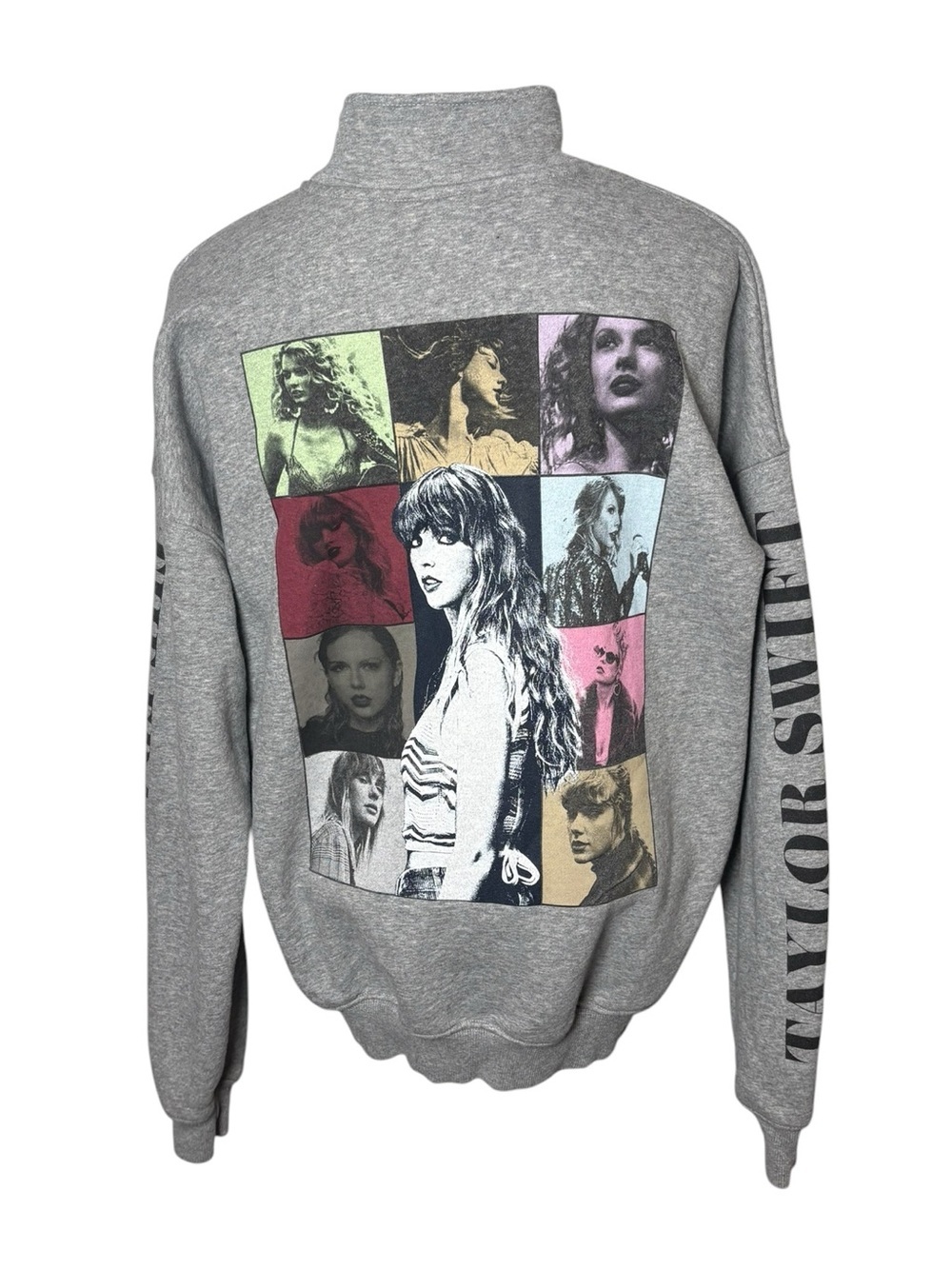Taylor Swift The Eras Tour Quarter Zip Sweatshirt Small Gray Graphic Pullover